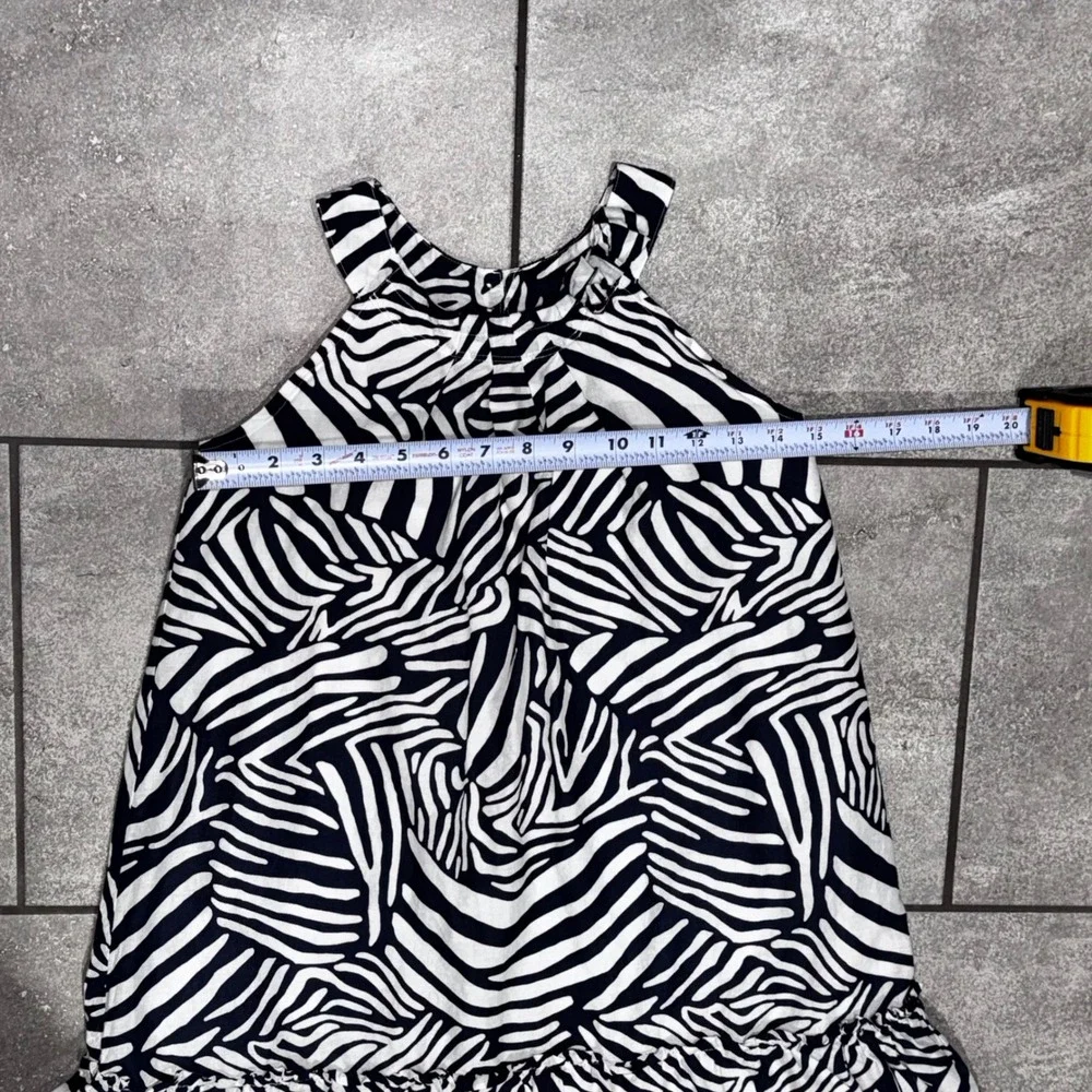 Gymboree Girls Zebra Print Halter Neck‎ Ruffle Hem Dress Size 10 Navy White
